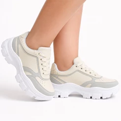 Tênis Plataforma Feminino Branco Chunky Sneaker Casual Fashion