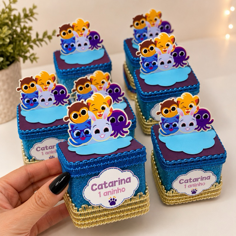 Caixinha Acrílica 5x5 Personalizada | Bolofofos ou Qualquer Tema | Lembrancinha Festa Infantil | Kit 10, 20 ou 30 Unidad