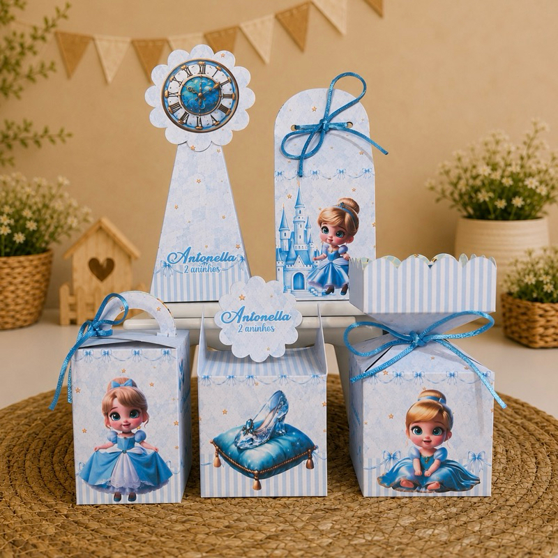 KIT Caixinhas CINDERELA BABY CUTE  personalizadas Lembrancinhas Para Festa Personalizados