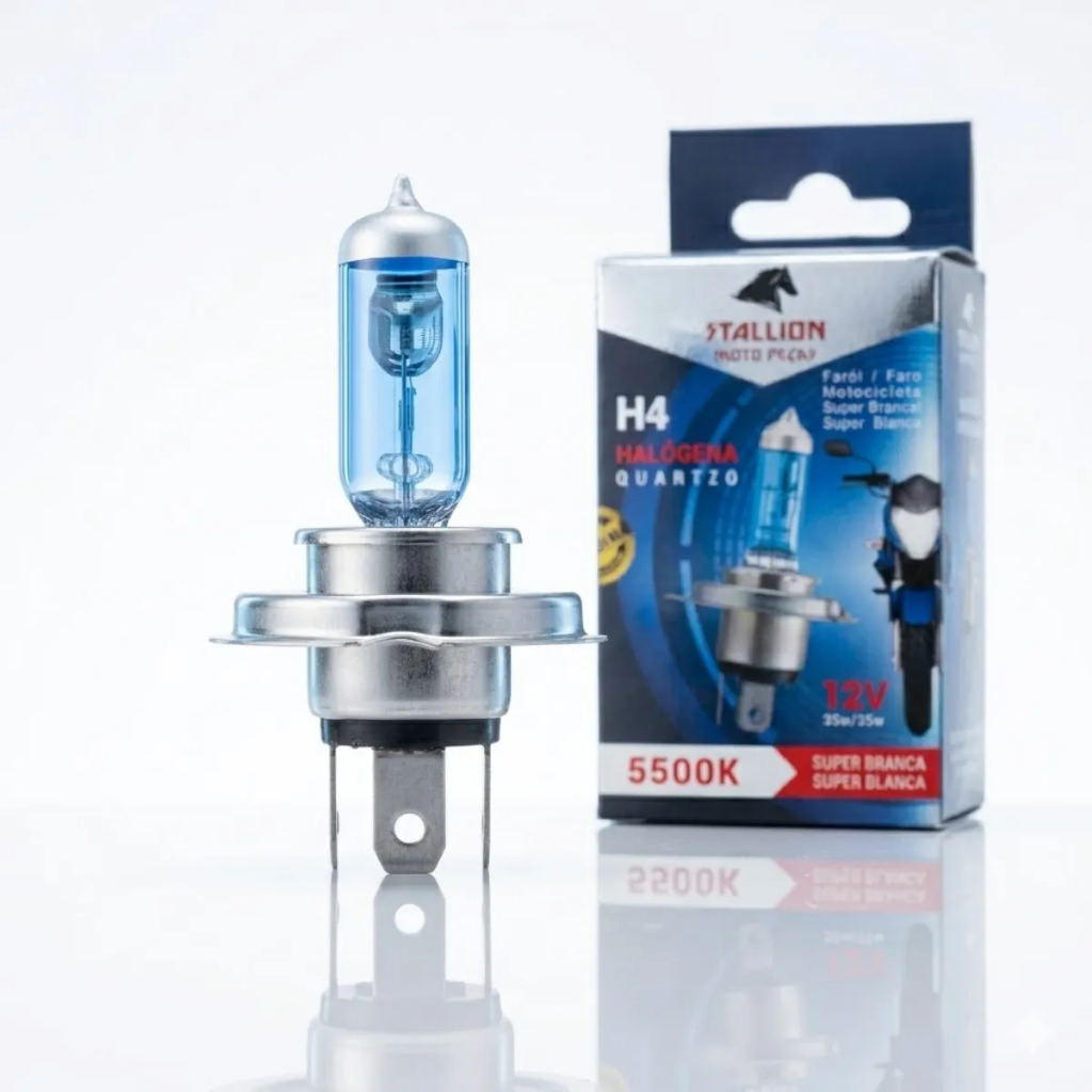 Lâmpada Do Farol Para Moto H4 35x35 Super Branca Stallion ENVIO IMEDIATO