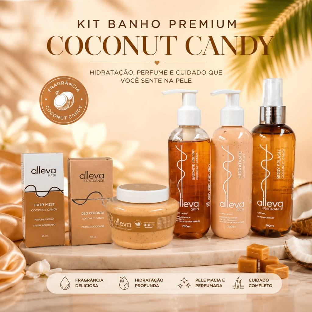 Kit Banho Alleva Coconut Candy linha completa