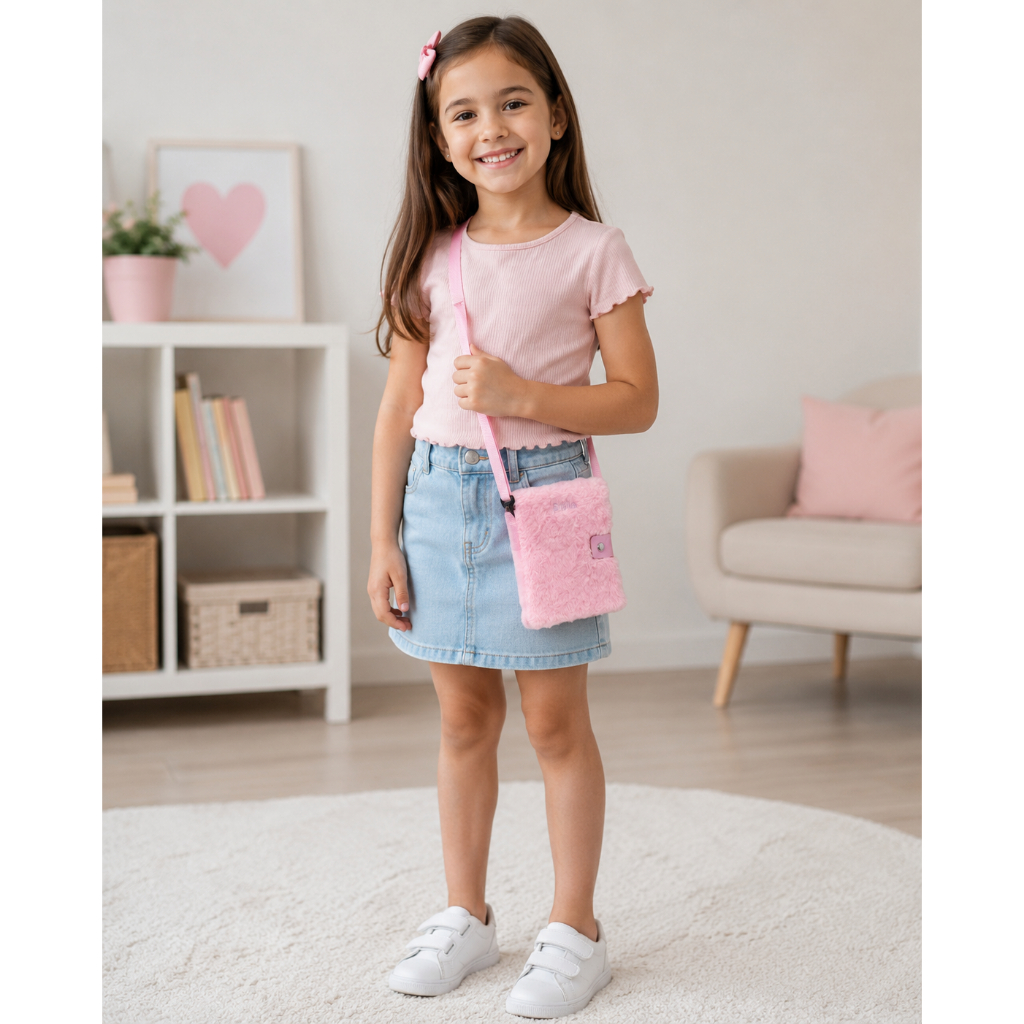 A Bíblia da Criança, com capa de Pelinhos Rosa - Bíblia Infantil Cristã - Bíblia com Pelinhos - Pé da Letra