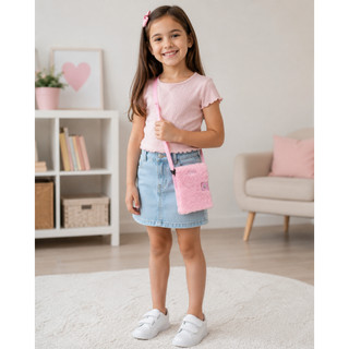 A Bíblia da Criança, com capa de Pelinhos Rosa - Bíblia Infantil Cristã - Bíblia com Pelinhos - Pé da Letra