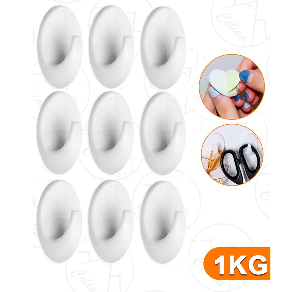 Kit 1 a 9 Und Ganchos Ovais De Parede Adesivo Plástico Toalha Cozinha Banheiro De Tudo Store
