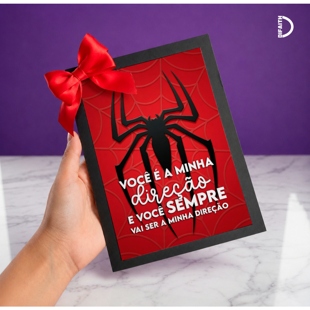 Cartão Personalizado Homem-Aranha | Presente Romântico com Foto | 12x18 cm