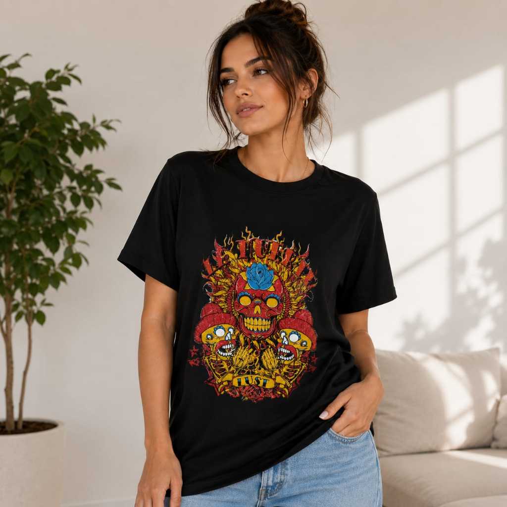 Camiseta Feminina Unissex Caveira Colorida 100% algodão confortável e Estilosa