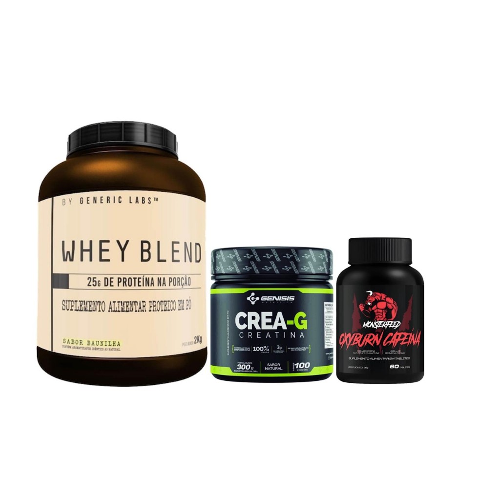 Whey Protein Blend 1,8kg + Creatina  300g pura + Termo 60caps