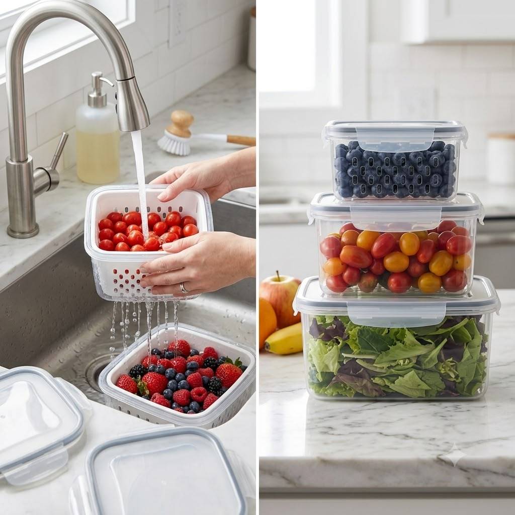 Kit 3 Organizadores Potes Hermetico Geladeira Alimentos Vegetais 850ml 1750ml 3300ml Caixa Transparente Tampa Branca Po