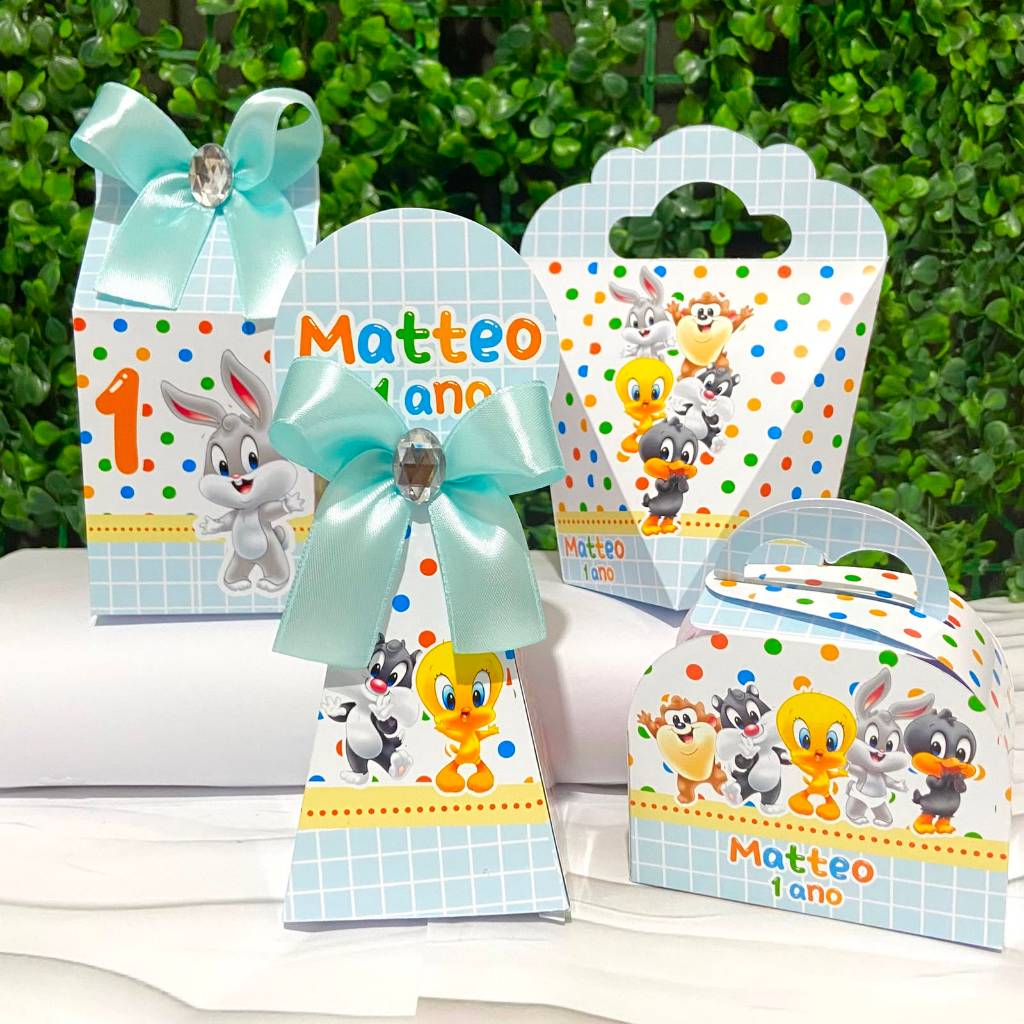 Kit Caixas Personalizadas BABY LOONEY TUNES Lembrancinhas Festa Infantil Aniversário Desmontadas