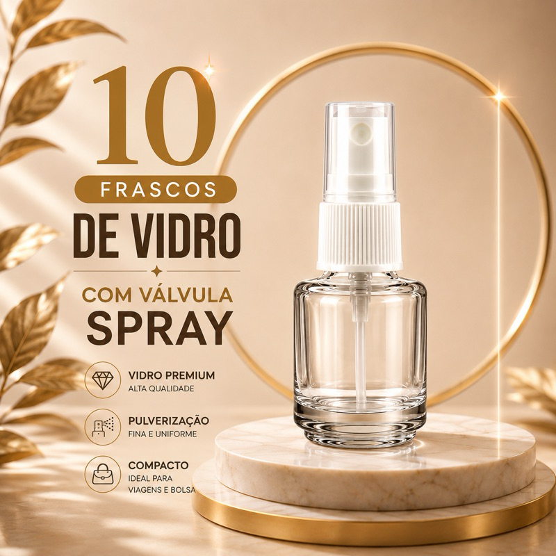 10 Frascos de Vidro 5ml com Válvula Branca Spray para Perfume Decant Amostra Aromatizador Artesanato Lembrancinha
