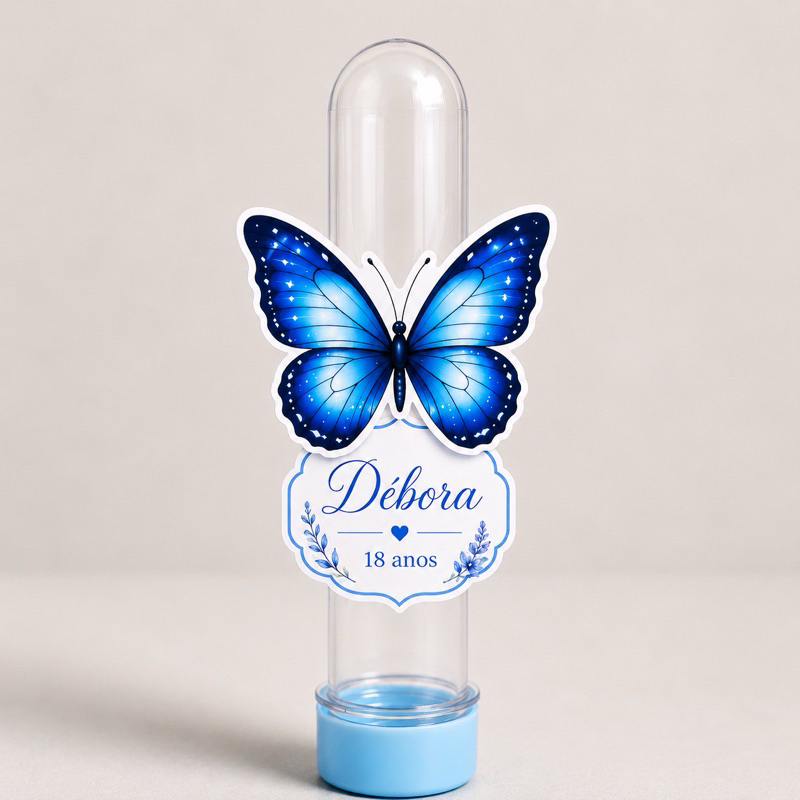 Aplique para Tubete Borboleta Azul Personalizado com Nome | Topper Tubete | Decoração Festa Infantil | Lembrancinha