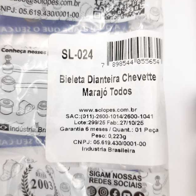 Bieleta Suspensão Dianteira Chevette Marajó Chevy Todos os modelos O PAR SOLOPES