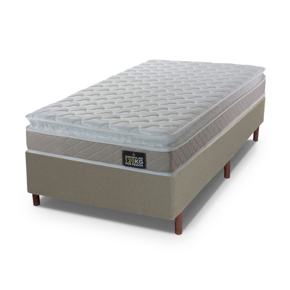 Cama Box Baú Solteiro com Colchão Hellen Espuma Premium D33 Pillow Top 88x188x57cm