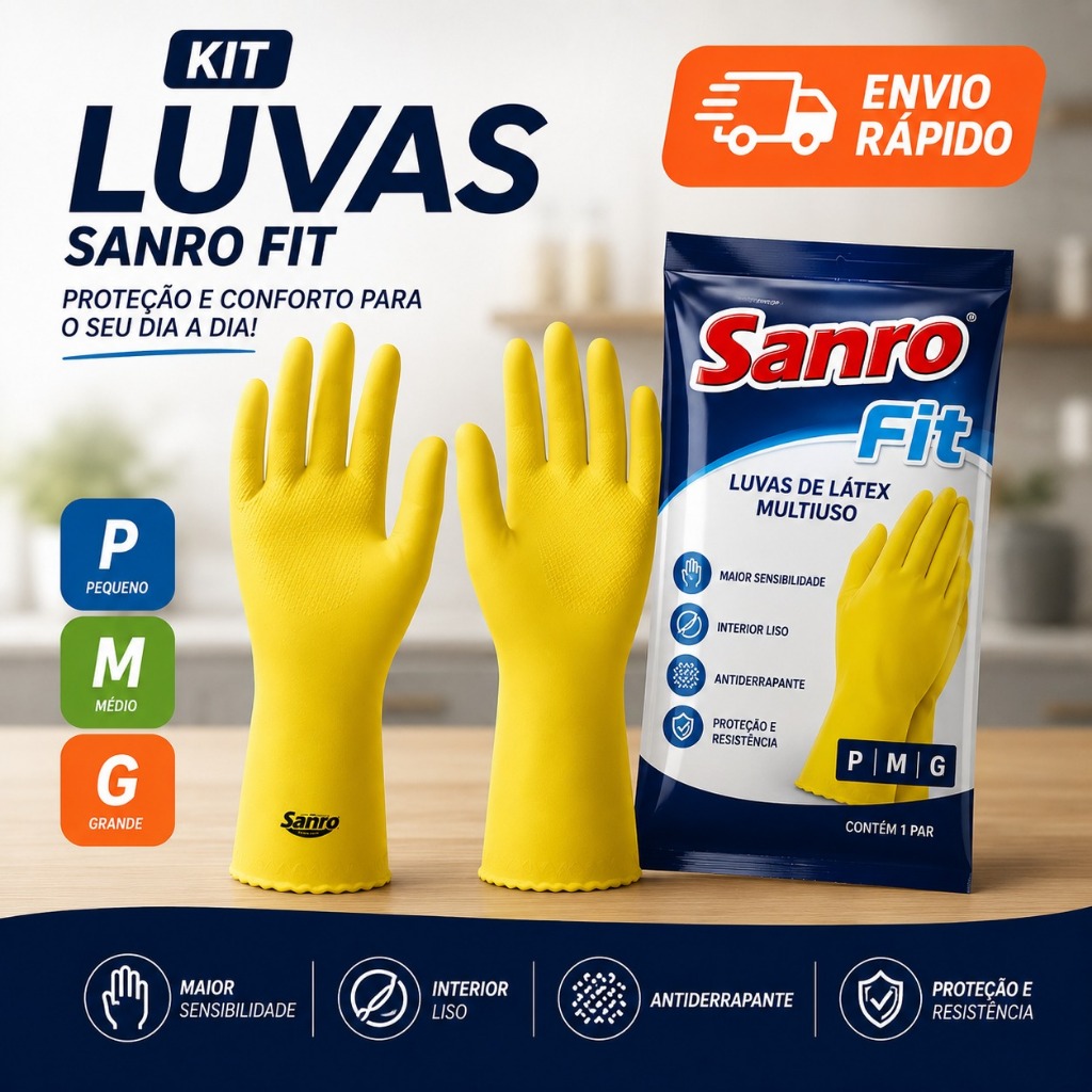 Luva de Limpeza Doméstica Multiuso Borracha Antiderrapante Confortável Alta Durabilidade