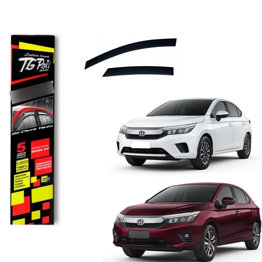 Calha de Chuva Inteiriça Slim Honda New City 2022 a 2026 TG Poli Defletor 4 portas Protetor Janelas Fumê