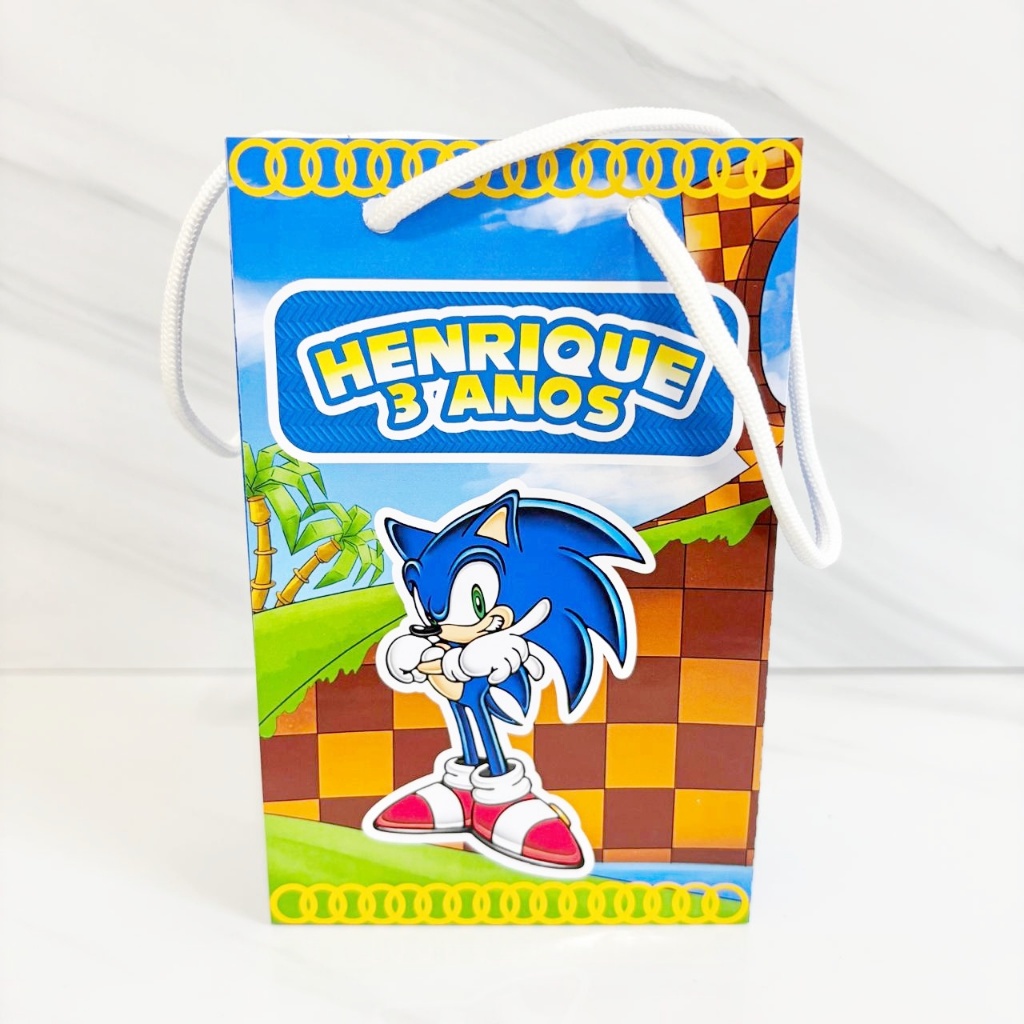 Sacolinha para Lembrancinha Sonic Personalizado Lembrancinha Festa Infantil Aniversário