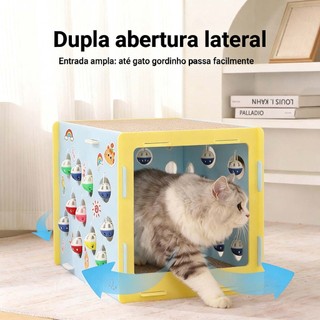 🔥Casa Túnel Interativa para Gatos Anti Estresse Branca e Amarela