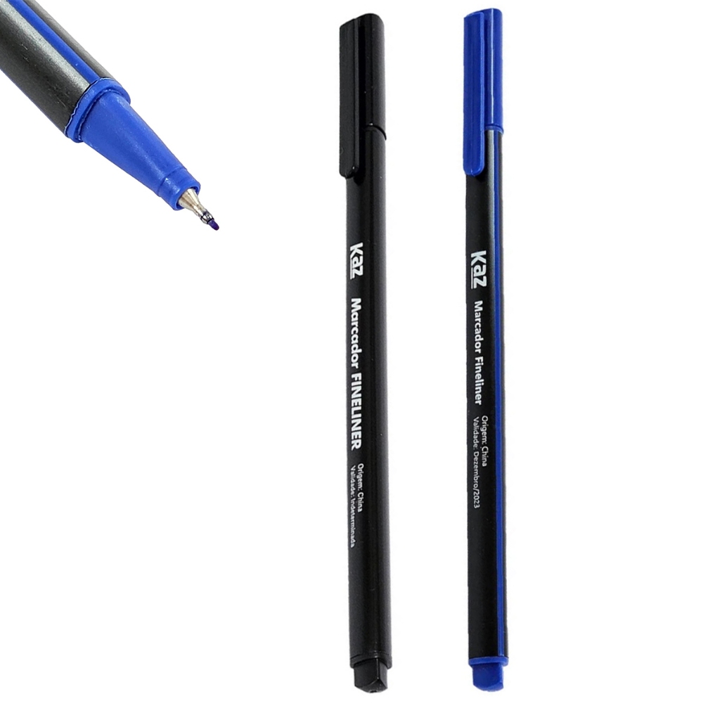 Caneta Fineline 0.4mm Hidrográfica Ponta Fina Escrita e Traços Preto Azul 1/2/4/5/10 Unidades