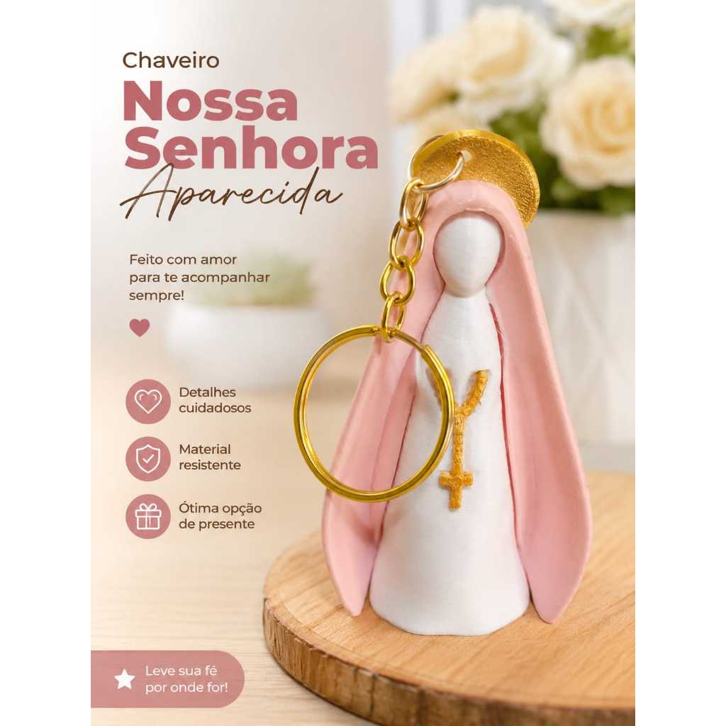 Chaveiro Nossa Senhora Aparecida Lembrancinha Religiosa Presente Católico Batizado Casamento Chá de Bebê