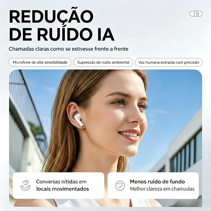 Fone de Ouvido Sem Fio Bluetooth 6.0 TWS 9D com Microfone — foto 5