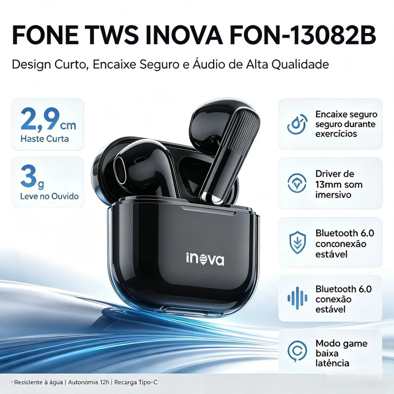 Fone de Ouvido Sem Fio Bluetooth 6.0 TWS 9D com Microfone — foto 4