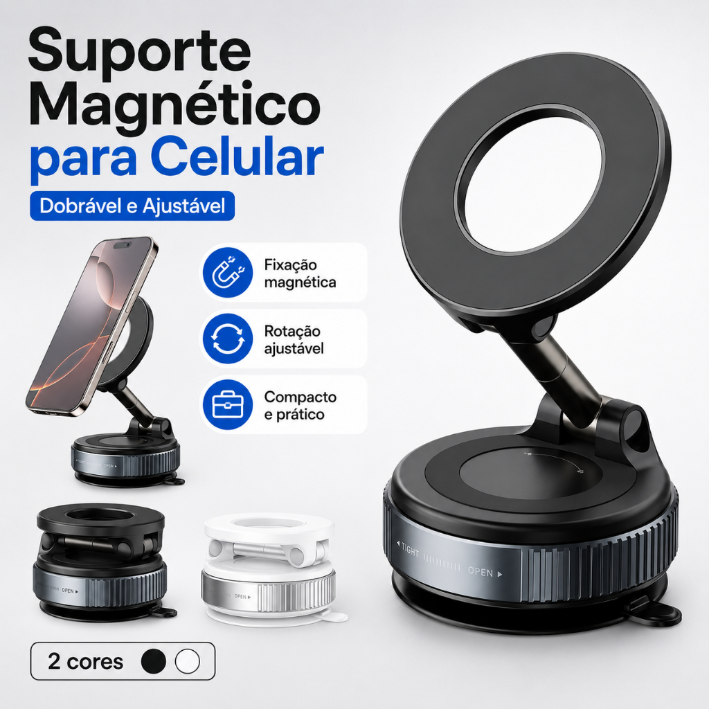 Suporte Magnético De Telefone Para Carro A Vácuo Ventosa Giratório,360° Rotativo,Portátil