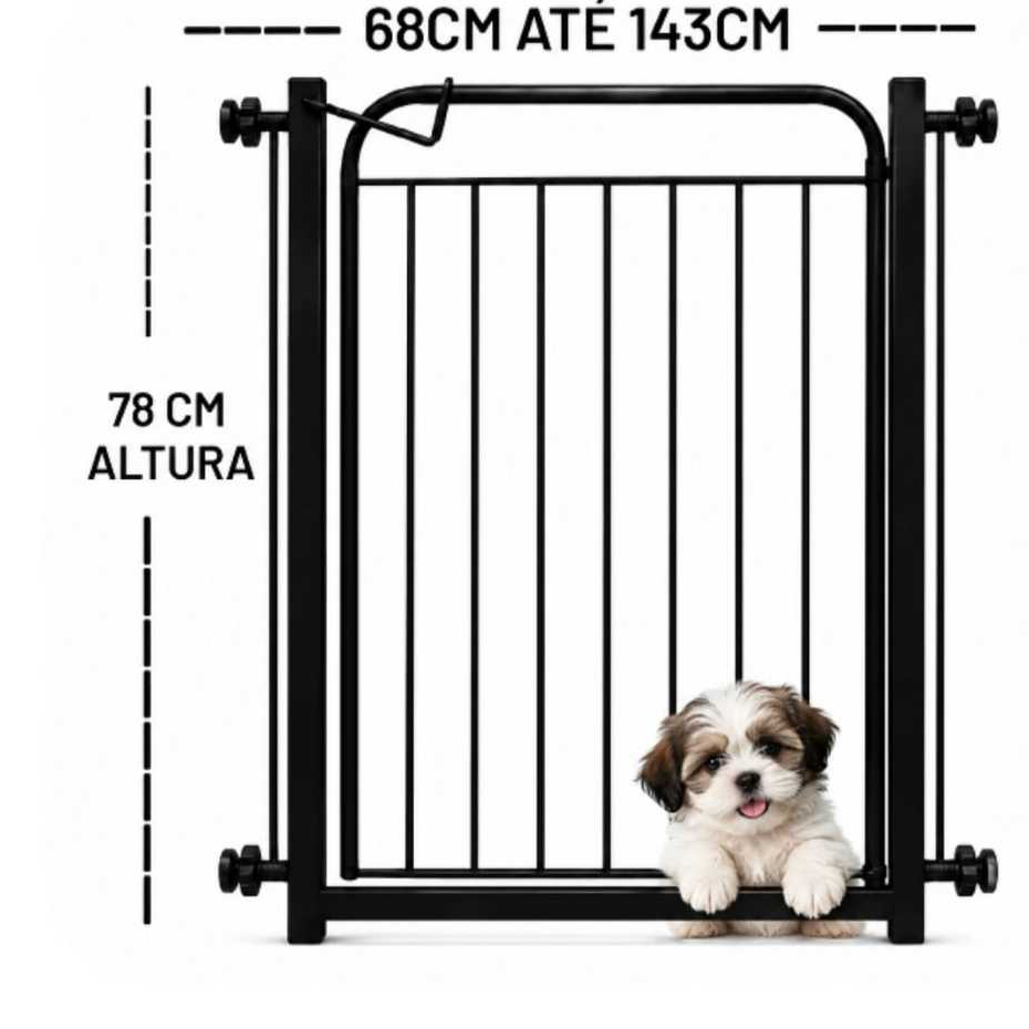 Portão Pet 68cm A 143cm Grade Cachorro Extensores Cercado Proteção Segurança Crianças