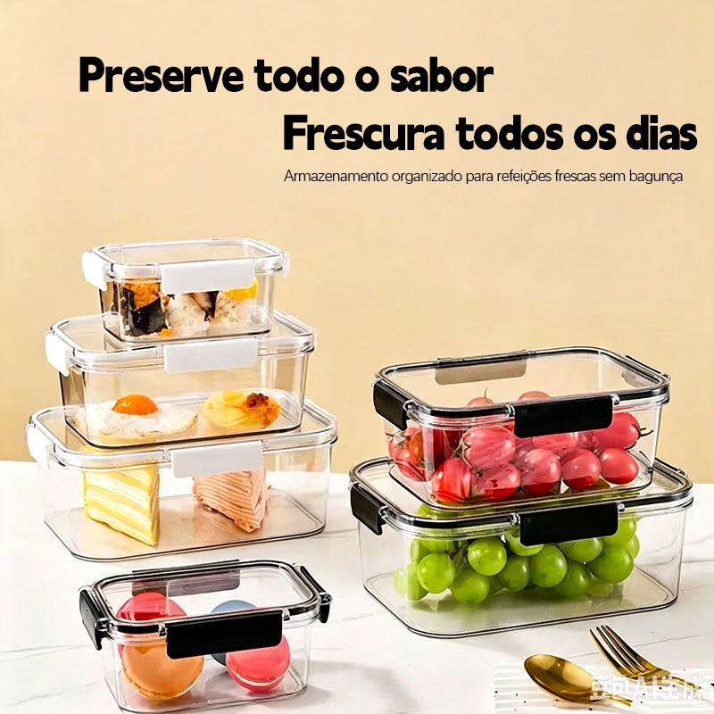 Pote Hermético Transparente Empilhável Organizador de Geladeira Multiuso plástico Sem BPA