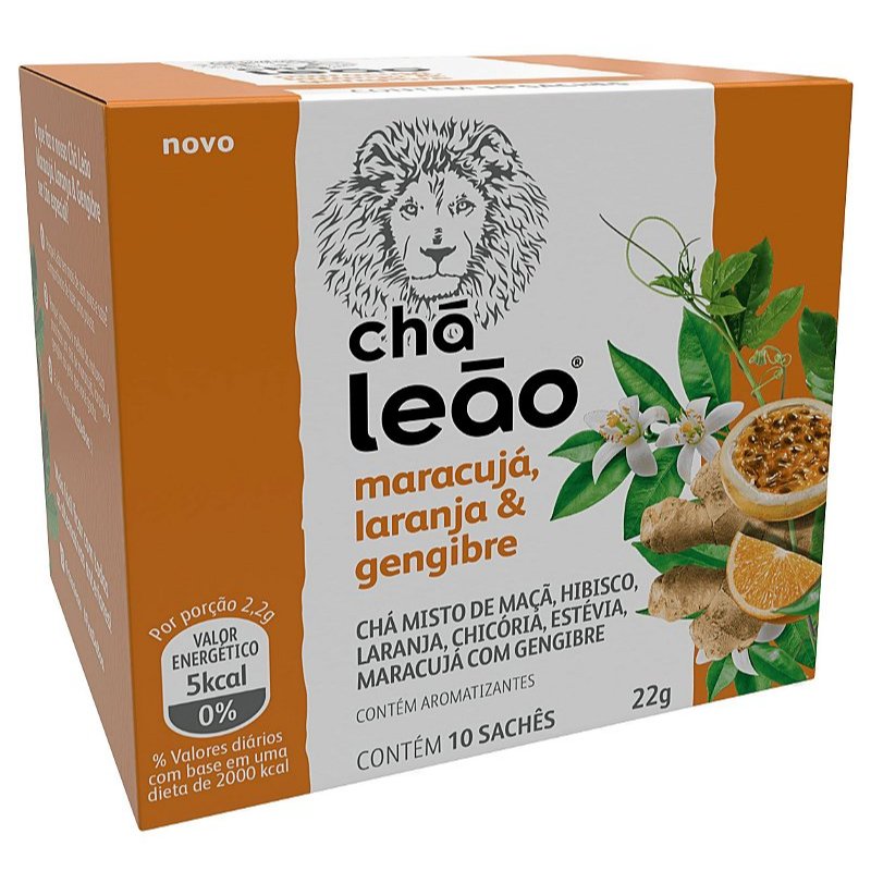 Chá Leão Maracujá, Laranja e Gengibre 2 Caixas Com 10 Sachês. — imagem 2 de 2