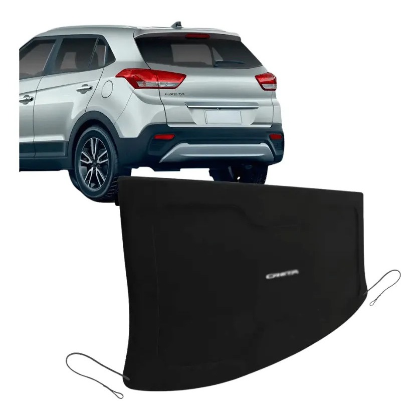 Tampão Bagagito Porta Malas Hyundai Creta 2016 a 2024 Carpete Preto R-Acoustic