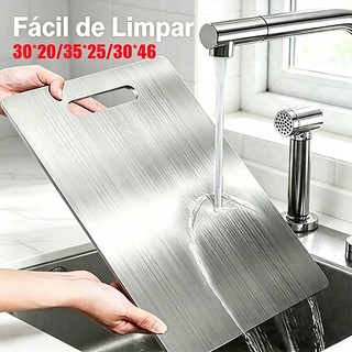Tábua De Corte Dupla Face 46cm x 30cm, Aço 304 Inoxidável, Antibacteriana para Uso Diário