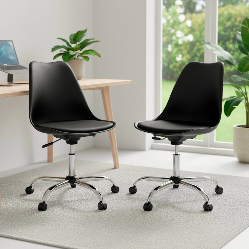 Kit 2 Cadeiras Saarinen Giratória Base Cromada Polipropileno Escritório Seat&Co