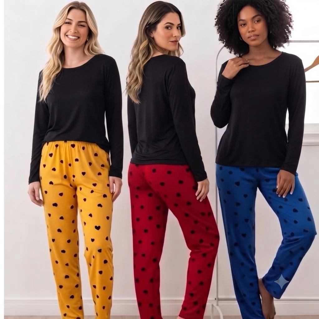 01 PIJAMA DE INVERNO POLIÉSTER FINO SEMI TRANSLÚCIDO ESTAMPAS SORTIDAS