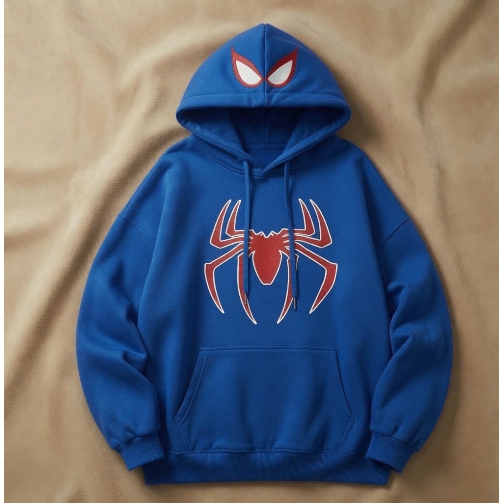 Moletom Infantil Aranha Blusa Capuz Canguru Conjunto Inverno Flanelado Quentinho Confortável
