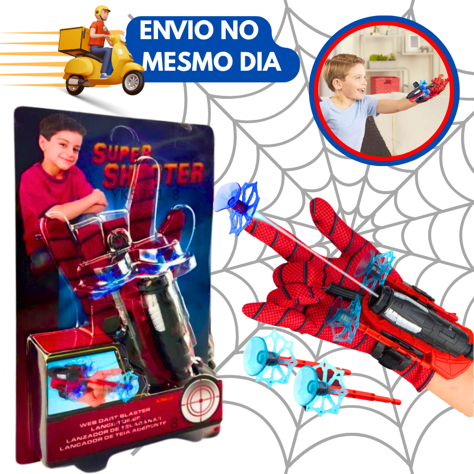Luva Homem Aranha Lança Teia Infantil com Lançador Dardos Ventosa Presente Brinquedo Divertido Super Heroi