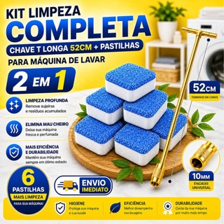 Kit Completo Limpeza Máquina de Lavar Universal – Chave T 62cm 10MM+ Pastilhas Efervescentes