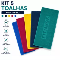 Kit 5 Toalhas Fitness Academia Crossfit Musculação Alta Absorção 28x78