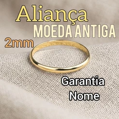 ALIANÇA MOEDA ANTIGA 2 MM(unidade)