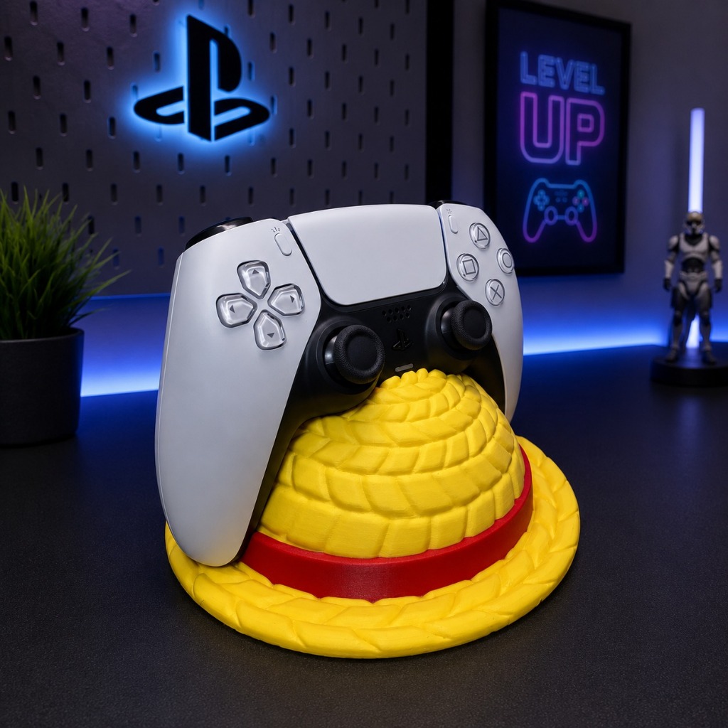Porta Controle Chapéu One Piece para PS5 Xbox e PC Suporte Decorativo Organizador Gamer Base Estável Exclusiva