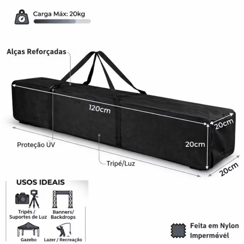 Bolsa Transporte Para Gazebo Dobrável Tripé 1,20 Resistente
