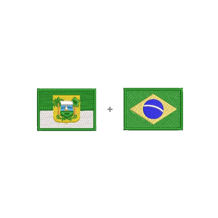 kit 2 patches bordado bandeira do Brasil e RN 7x5 cm kit 2 bandeira bordado rio grande do norte e Brasil