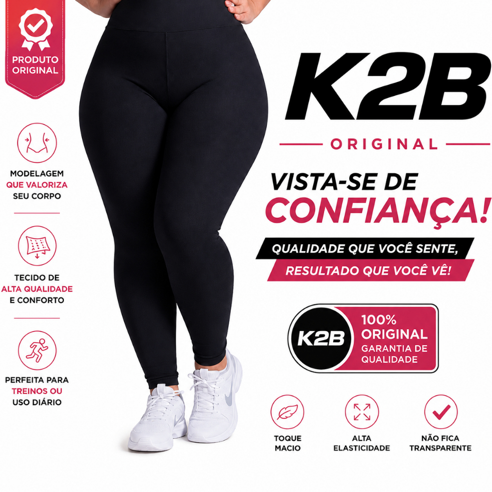 Calça Legging Plus Size K2B tecido grosso cós alto original leggings GG G1 G2 G3