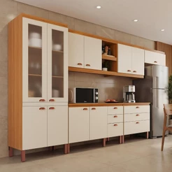 Cozinha Completa Modulada Florença 100% MDF com 2 Balcões 11 Portas e 6 Gavetas