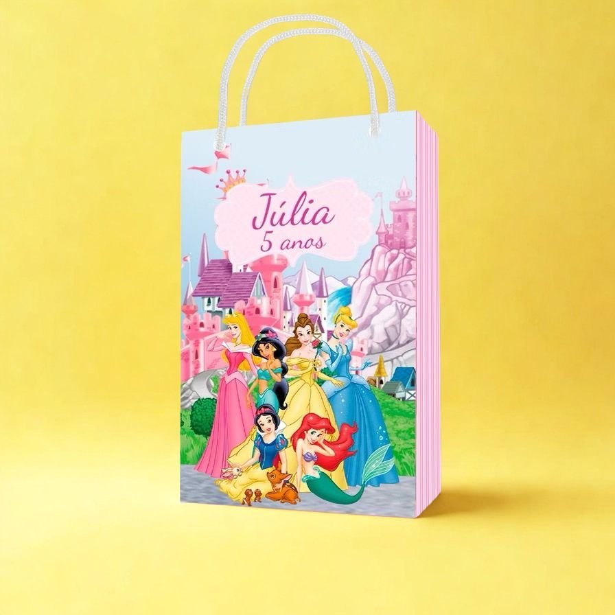 10 Sacolinhas Personalizadas Princesas Disney - Lembrancinhas e festa Infantil