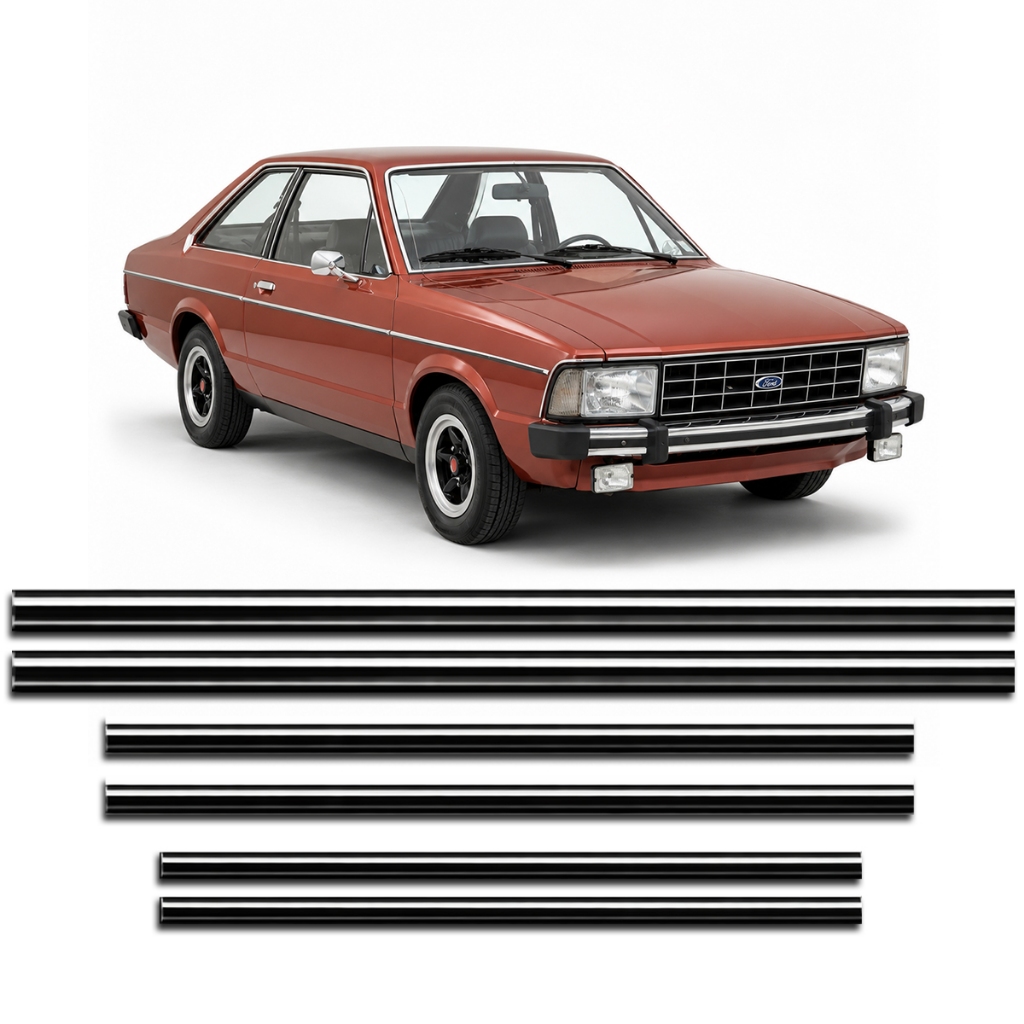 Jogo Friso Lateral Corcel Belina 2 1979 a 1984 Preto Modelo Fino