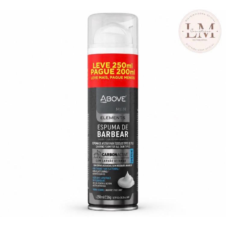 Espuma de Barbear c\ Carvão Ativado Above Men Elments  Leve 250ml Pague 200ml