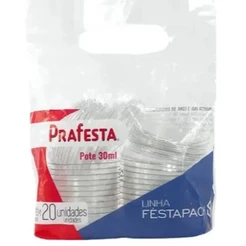 Pote para Molho Prafesta 30 ml com Tampa – Kit com 20 Unidades