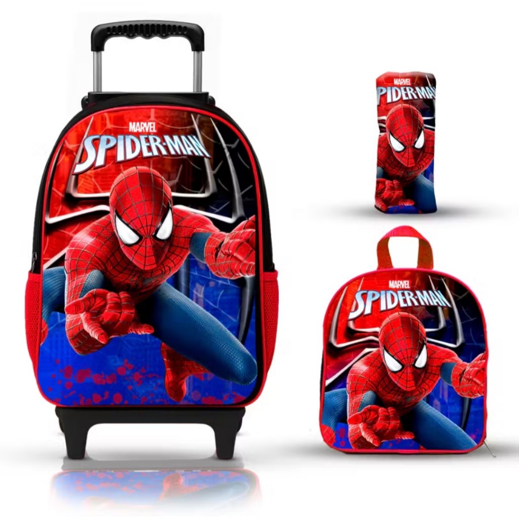 Kit mochila escolar de rodinha lancheira estojo