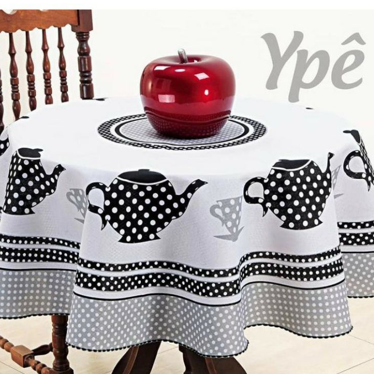 Toalha De Mesa Redonda Estampada Cozinha 140 x 140 CM