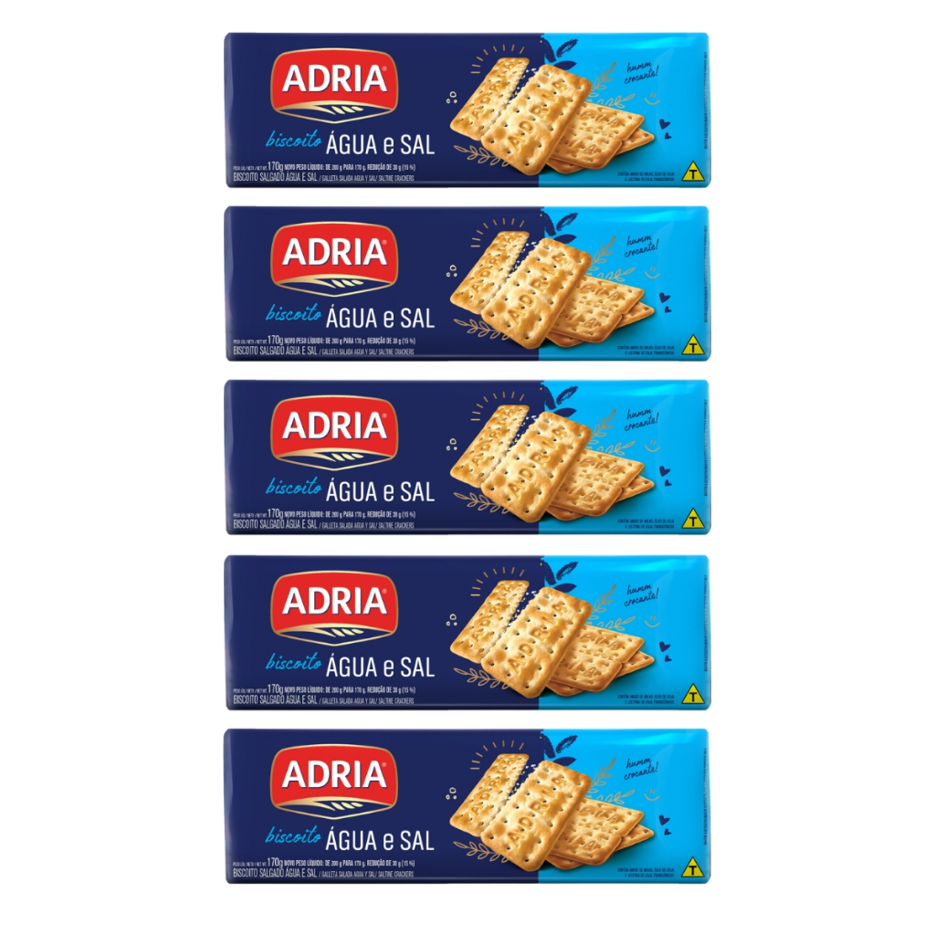 Kit 5un Biscoito Adria Água e Sal 170g